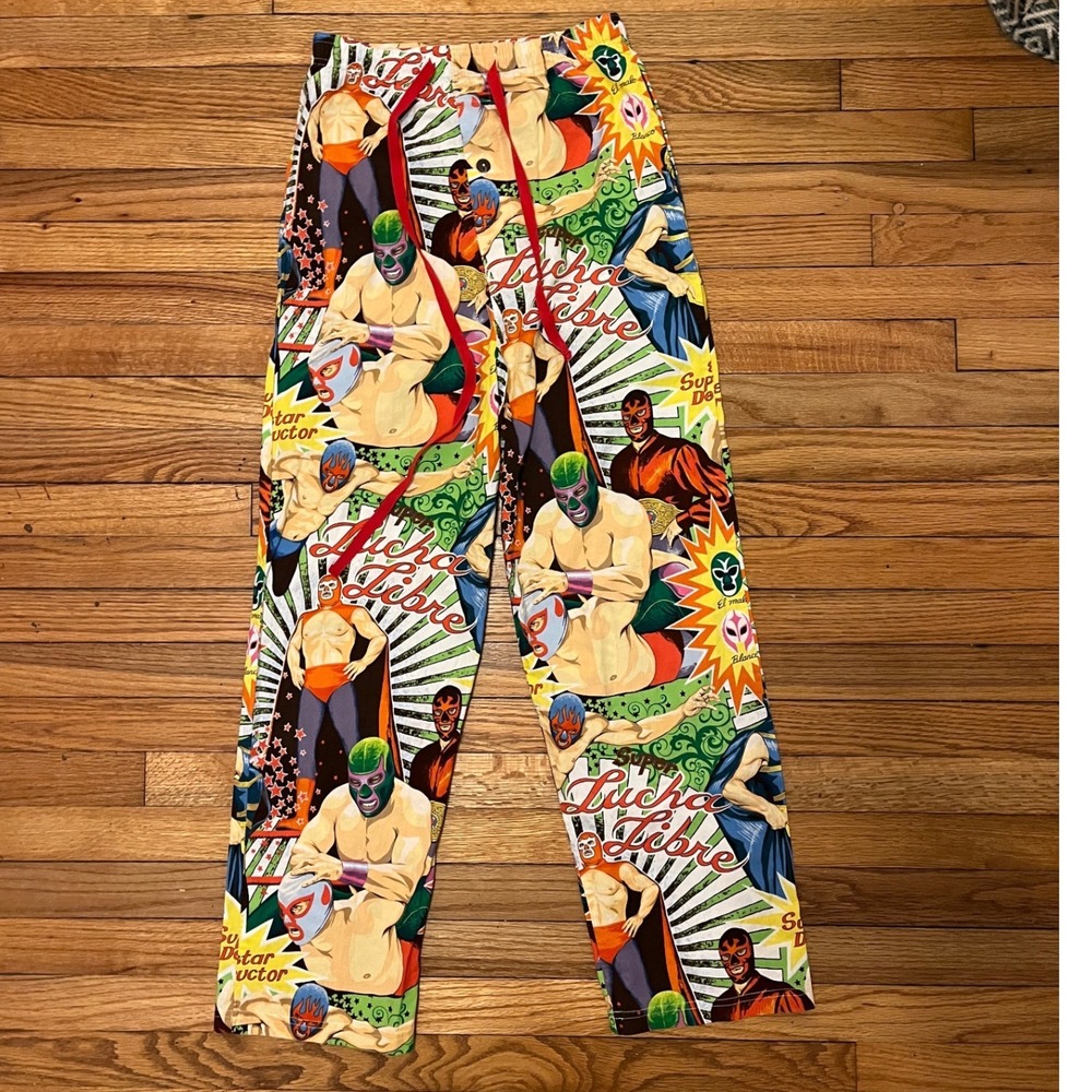 Pajama Daves Lucha Libre Wrestling Graphic Lounge Pants Mens Small Cotton USA
